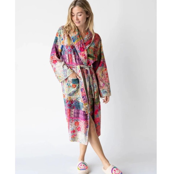 NATURAL LIFE Other - Natural Life Floral Patchwork Cozy Fleece Robe Womens Large Multi Color